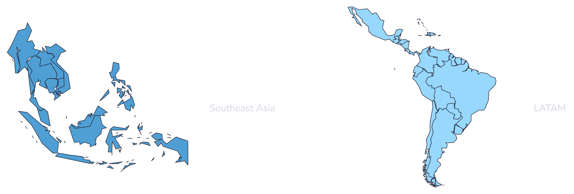 Southeast Asia and LATAM regional growth maps