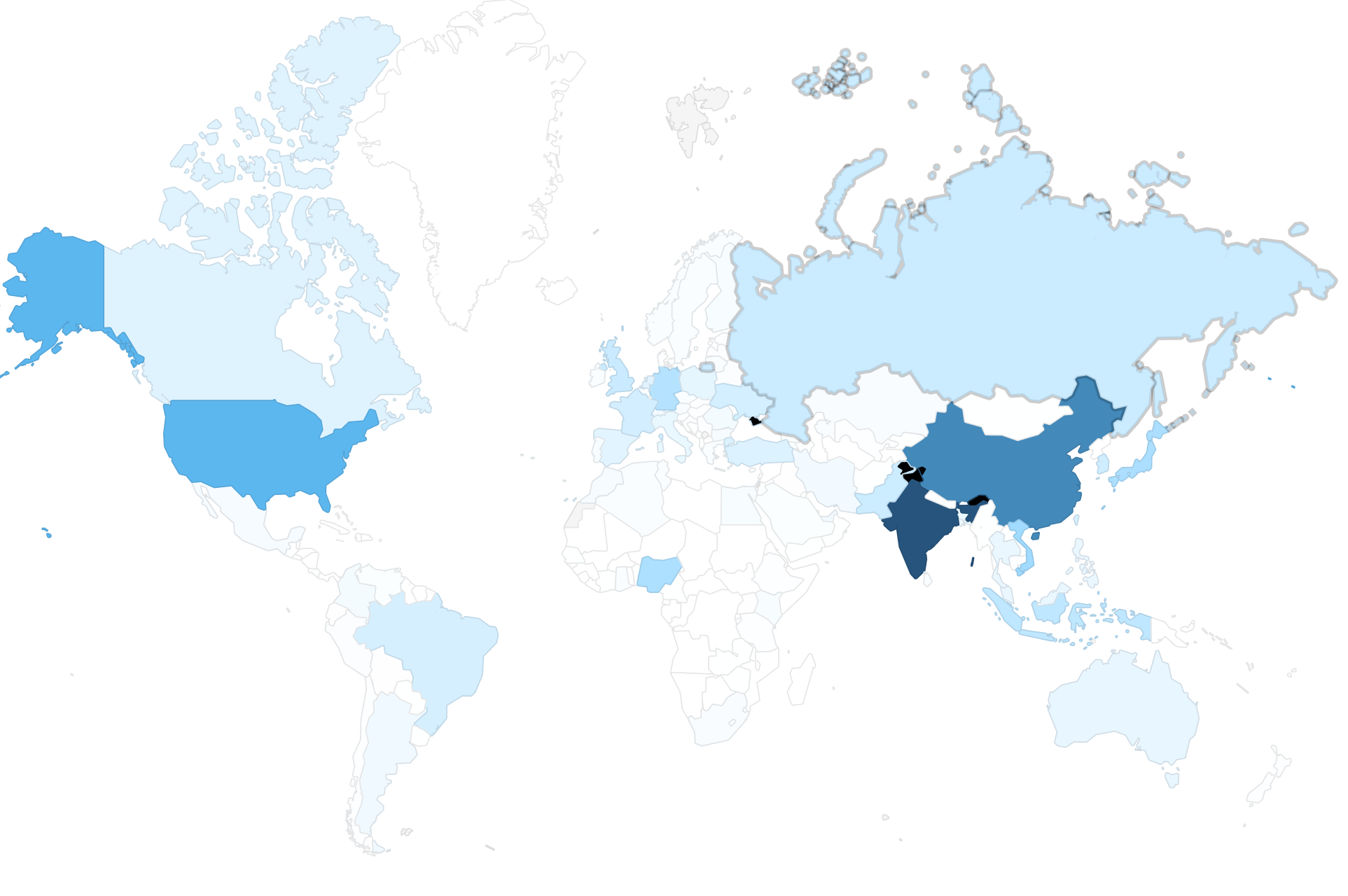 World map showing global Remix usage distribution